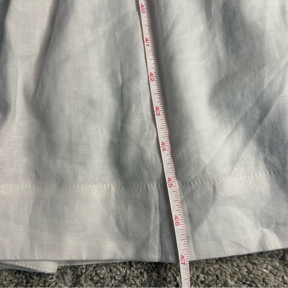 Anthropologie Maeve Strappy Button-Front Midi Dress 10 linen nautical white - Picture 16 of 16